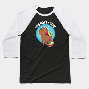 It's party time Cartoon Capybara Unicorn Baseball T-Shirt